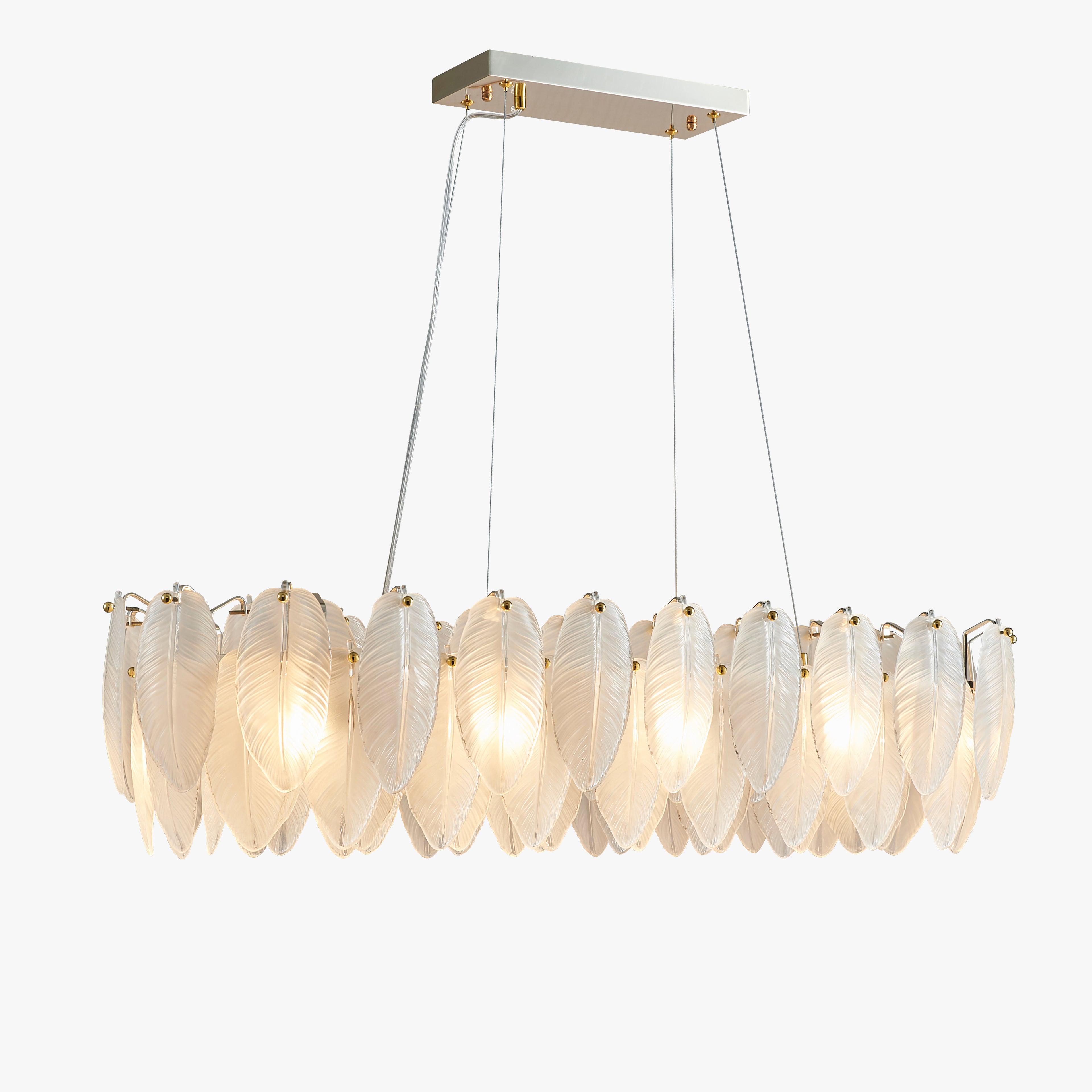 39 Inch Frosted Leaf Glass Linear Chandelier - Alba