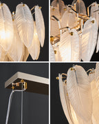 39 Inch Frosted Leaf Glass Linear Chandelier - Alba