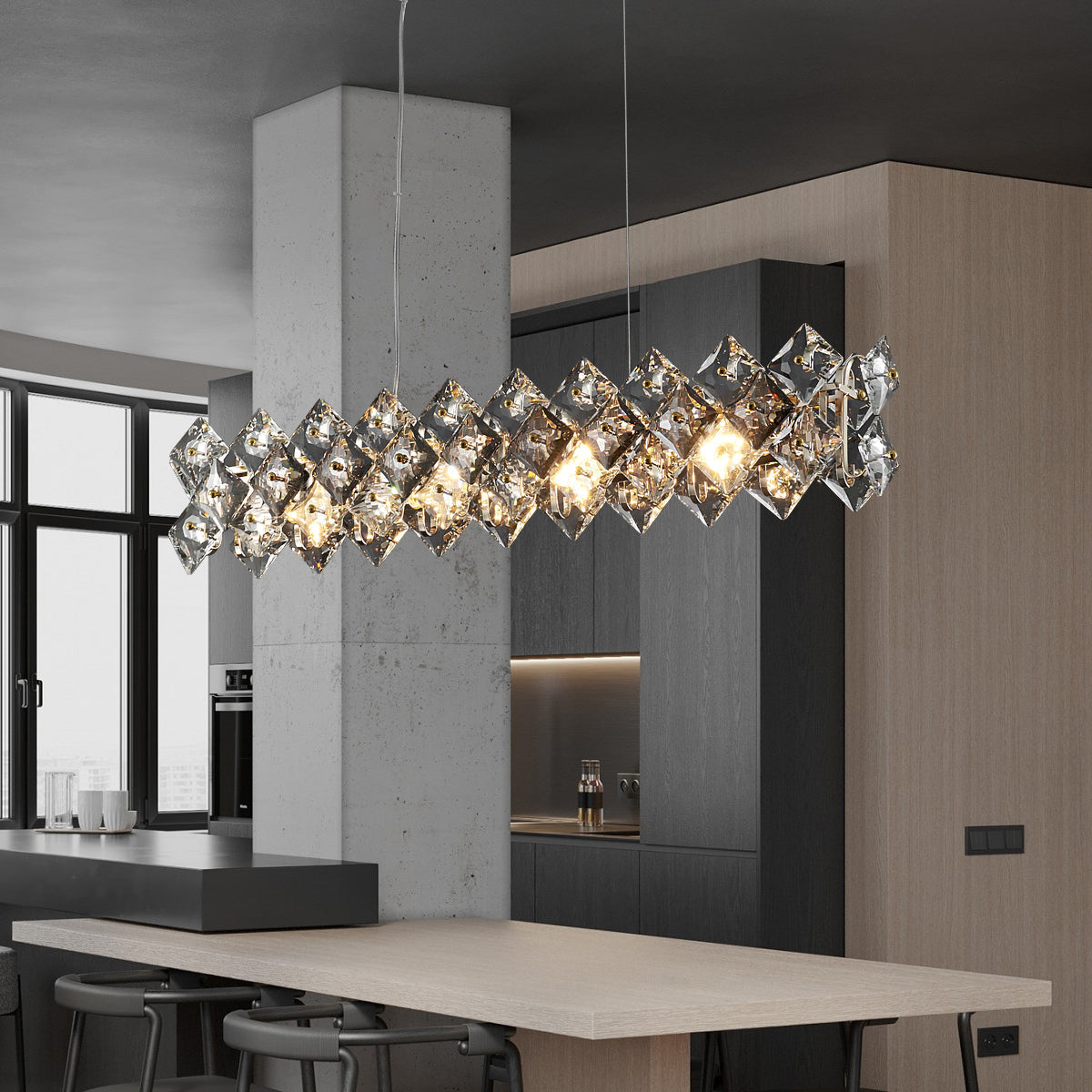 43 Inch Crystal Prism Linear Chandelier - Liora
