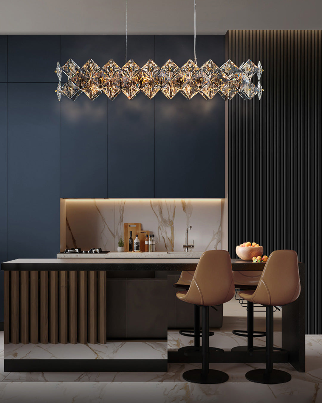 43 Inch Crystal Prism Linear Chandelier - Liora