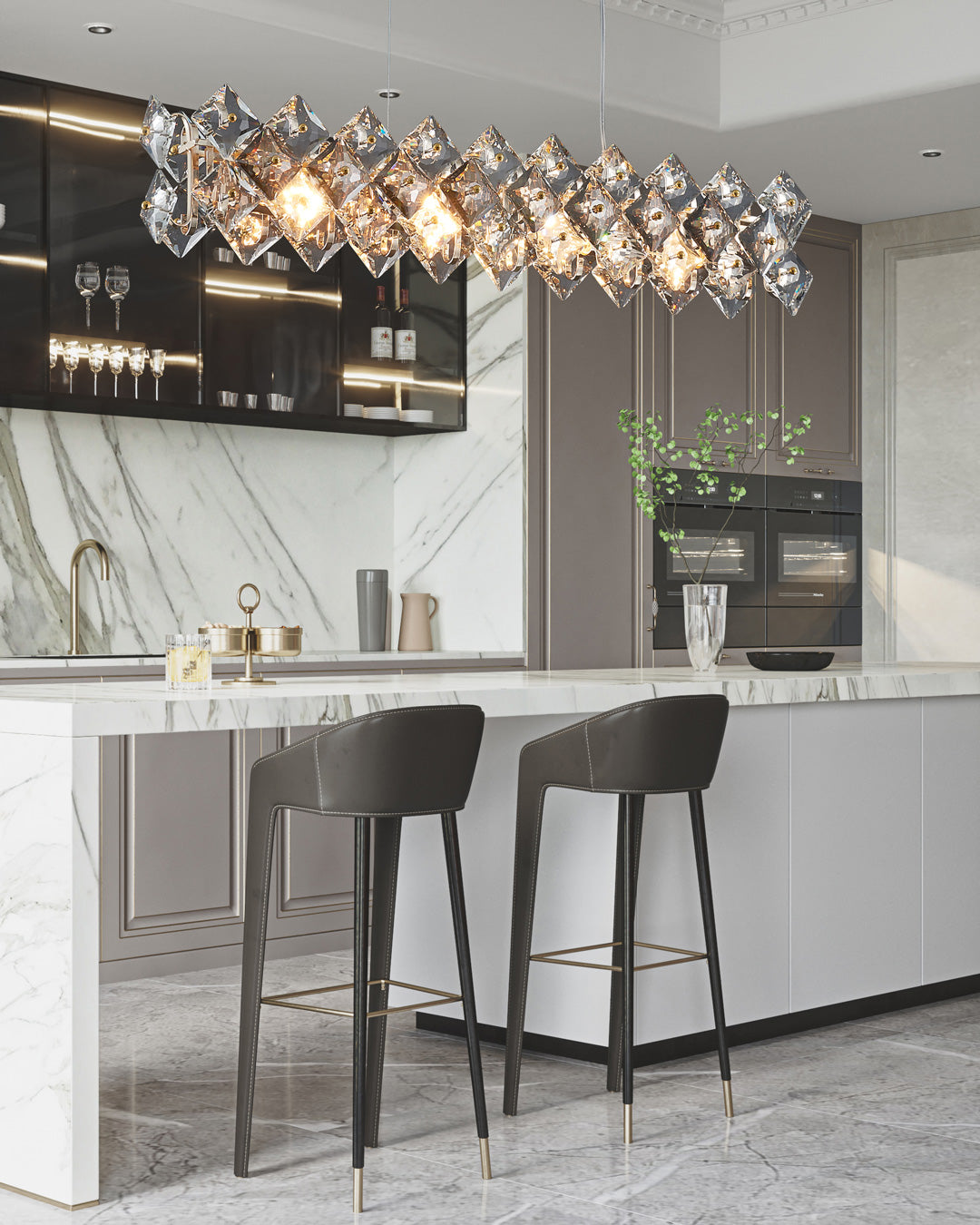 43 Inch Crystal Prism Linear Chandelier - Liora