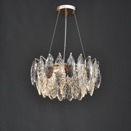 20 Inch Crystal Leaf Modern Chandelier – Elara