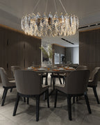 32 Inch Crystal Leaf Round Chandelier – Elara