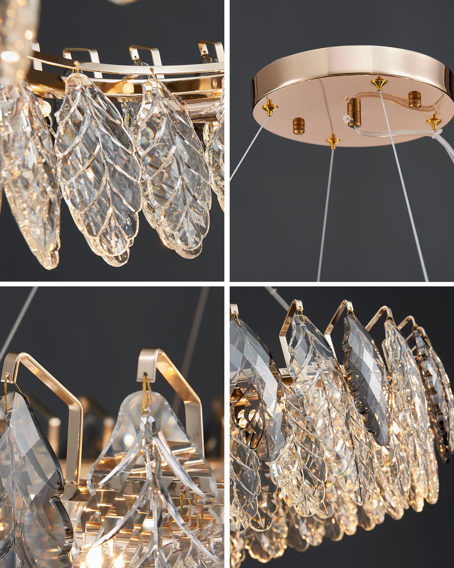 20 Inch Crystal Leaf Modern Chandelier – Elara