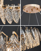 32 Inch Crystal Leaf Round Chandelier – Elara