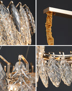 35" Gilded Leaf Crystal Linear Chandelier – Elara