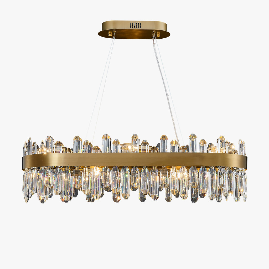 35 Inch Gold Crystal Linear Chandelier – Solaria