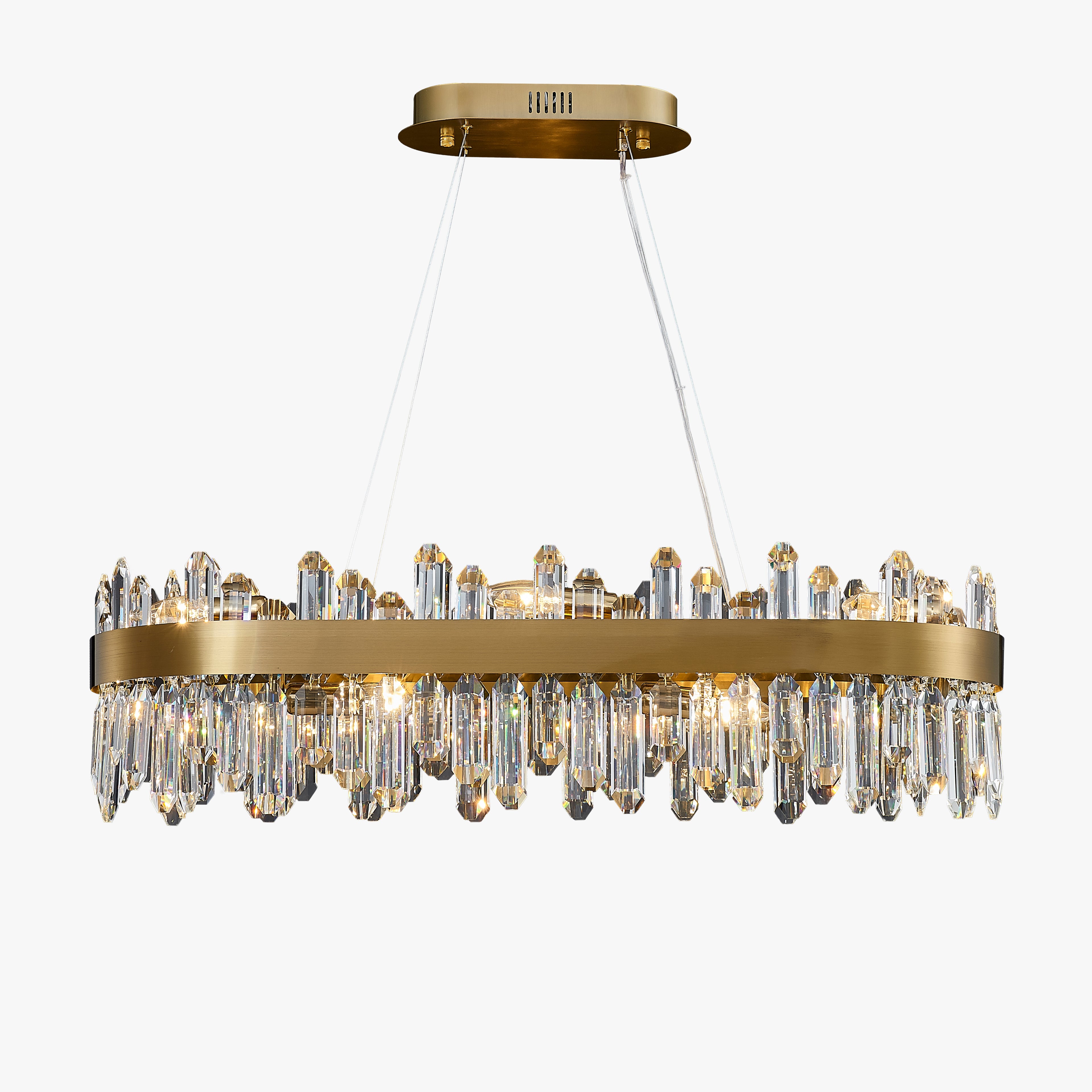 35 Inch Gold Crystal Linear Chandelier – Solaria