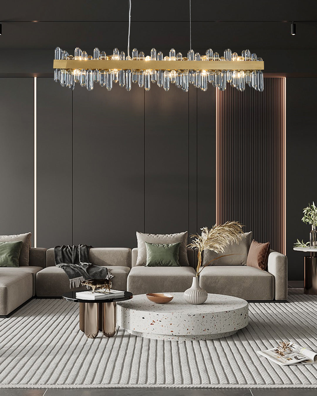47 Inch Modern Crystal Linear Chandelier – Solaria