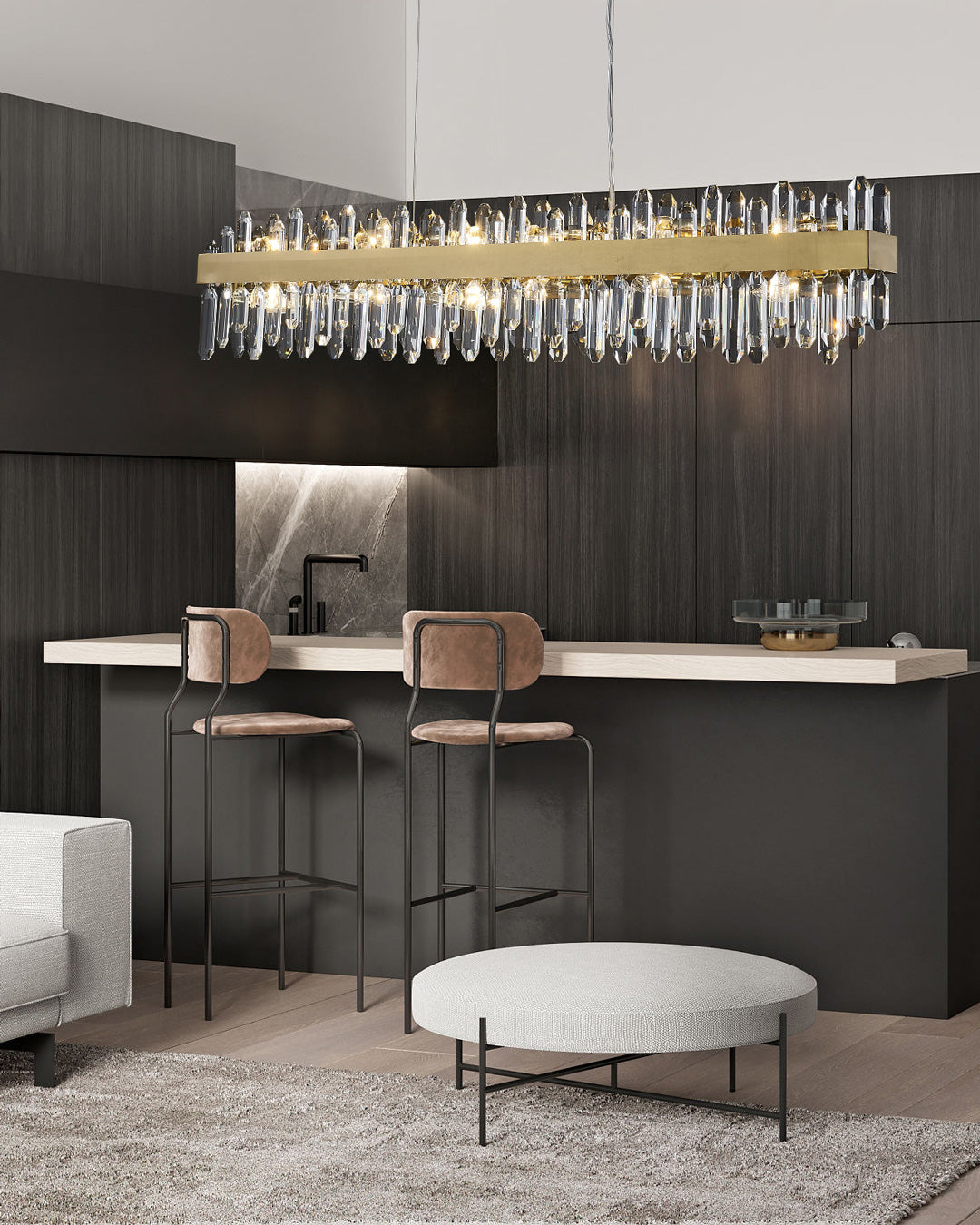47 Inch Modern Crystal Linear Chandelier – Solaria