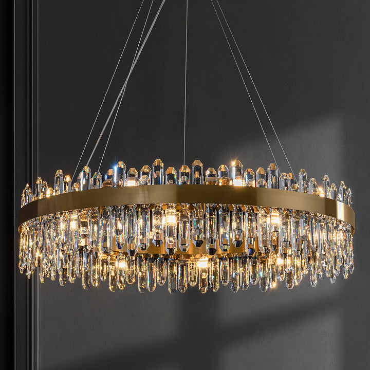 39 Inch Gold Crystal Ring Chandelier – Solaria