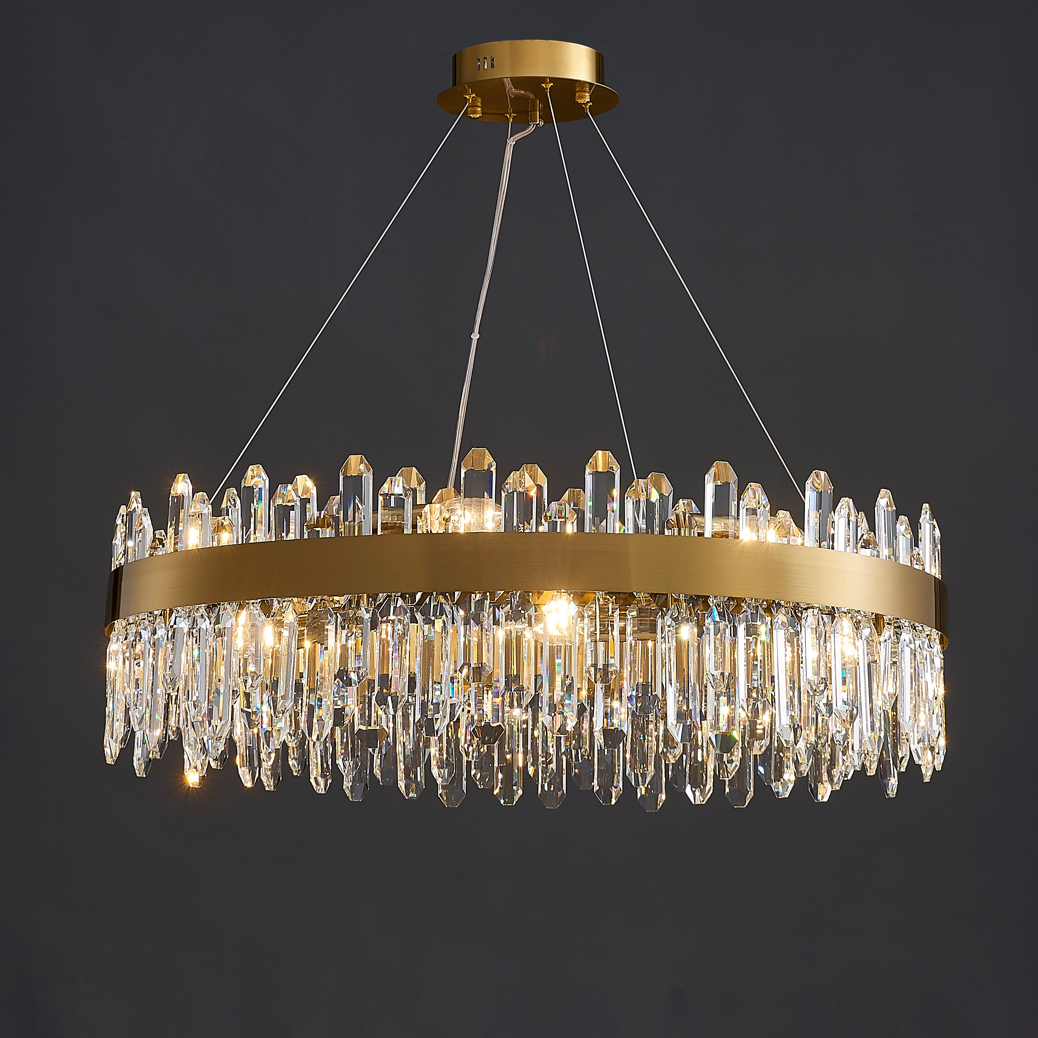 31 Inch Gold Crystal Ring Chandelier – Solaria