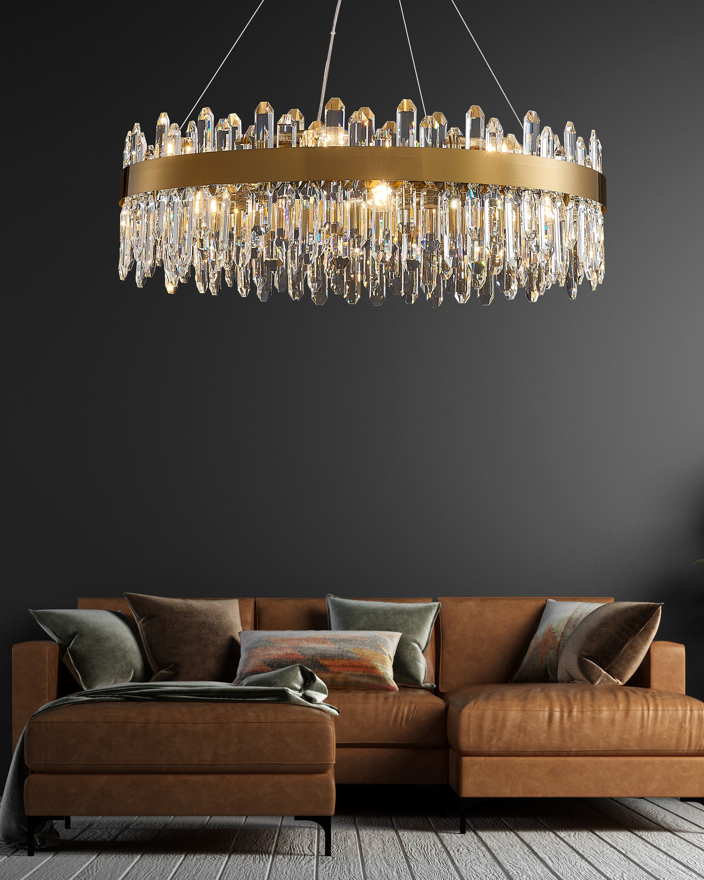 39 Inch Gold Crystal Ring Chandelier – Solaria