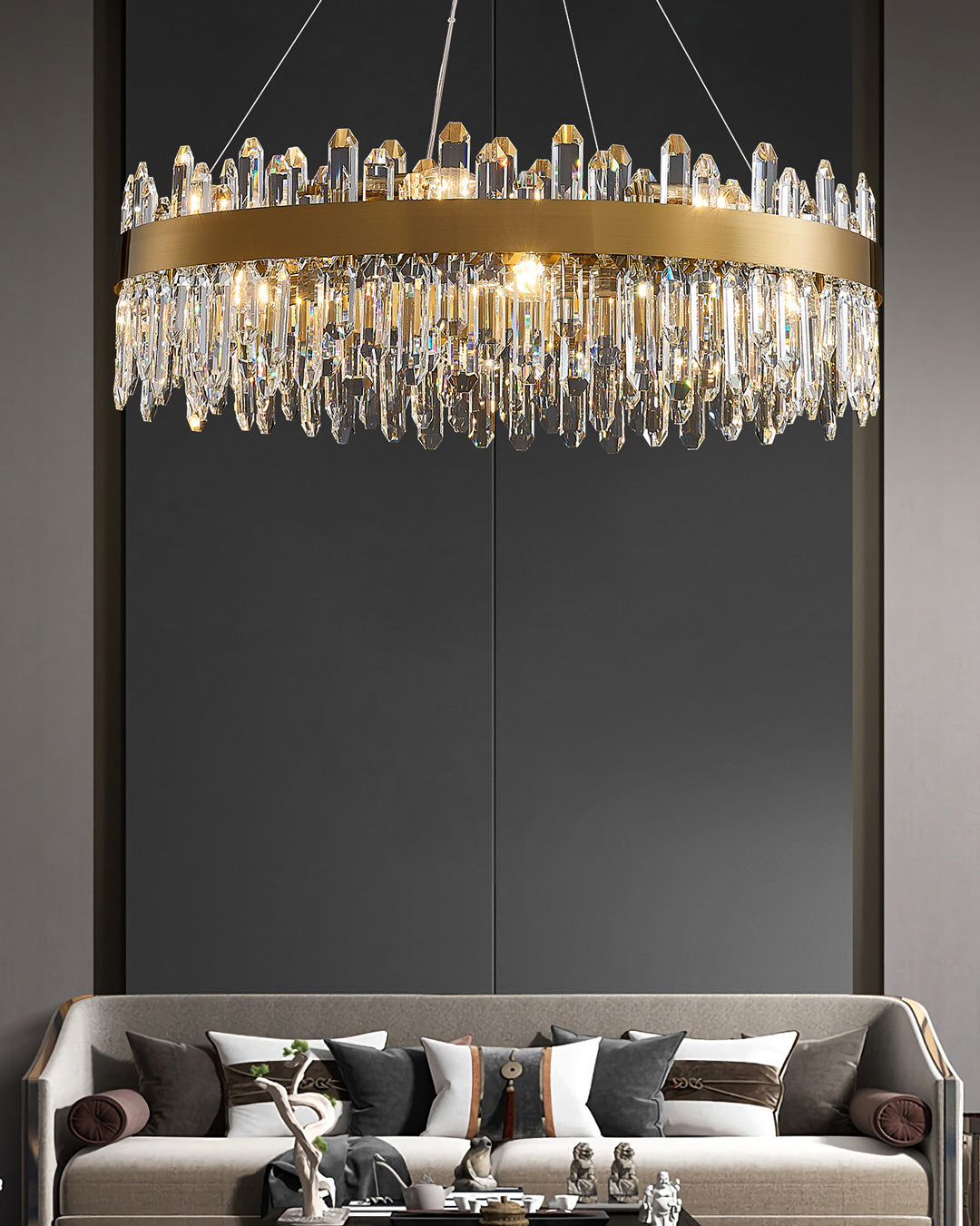 39 Inch Gold Crystal Ring Chandelier – Solaria