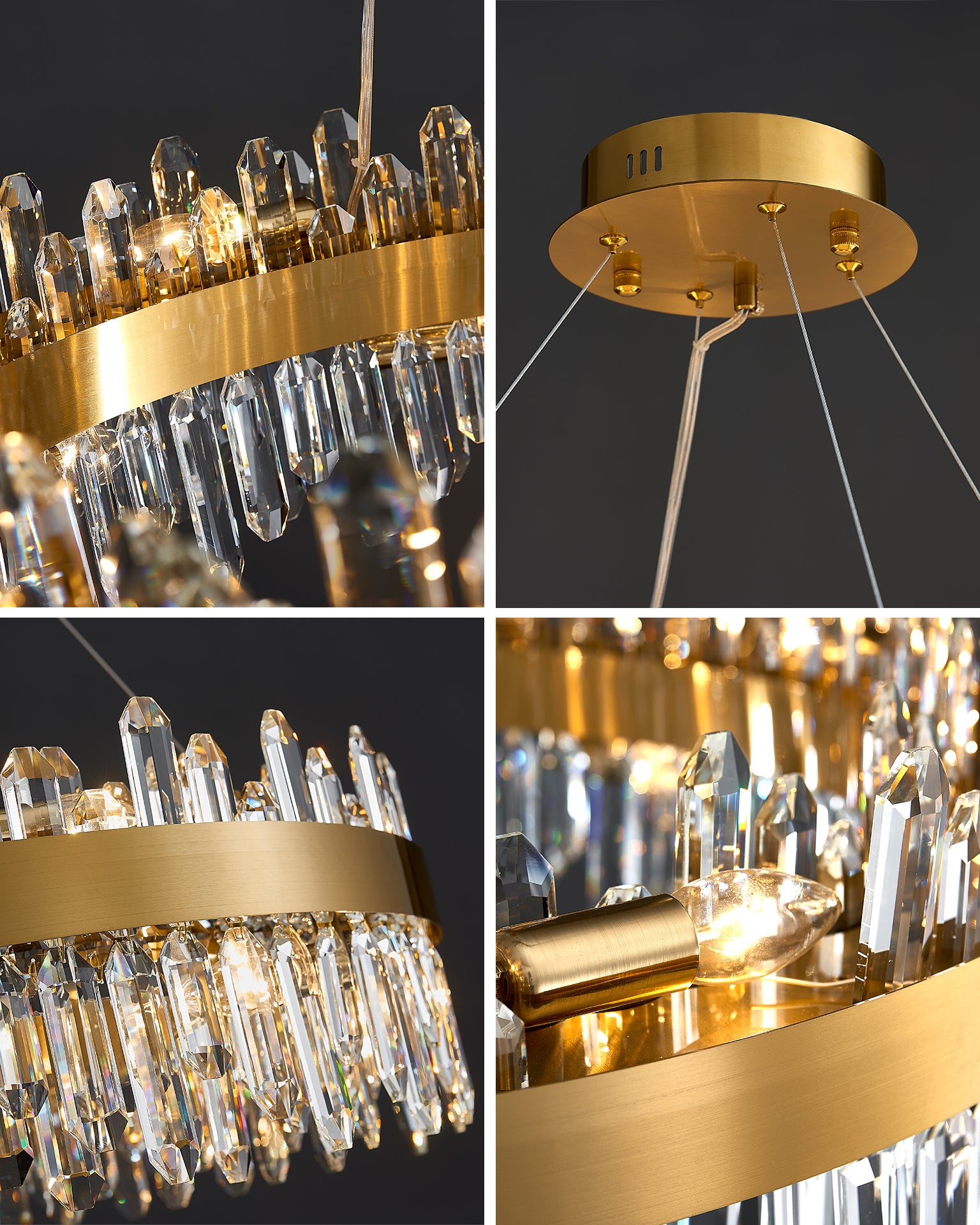 39 Inch Gold Crystal Ring Chandelier – Solaria