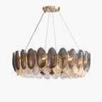 39 Inch Artisanal Feathered Round Chandelier - Zephyra