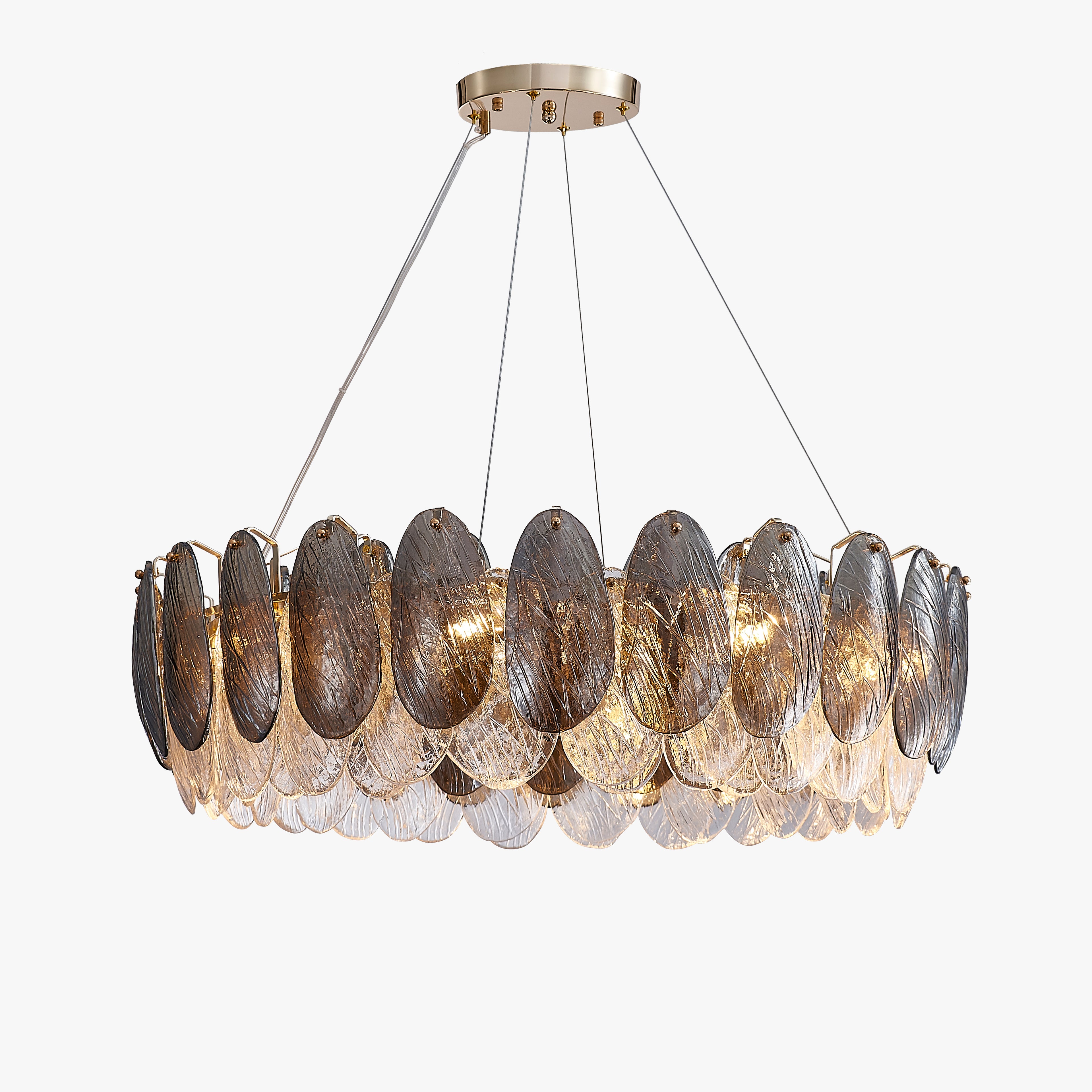 39 Inch Artisanal Feathered Round Chandelier - Zephyra