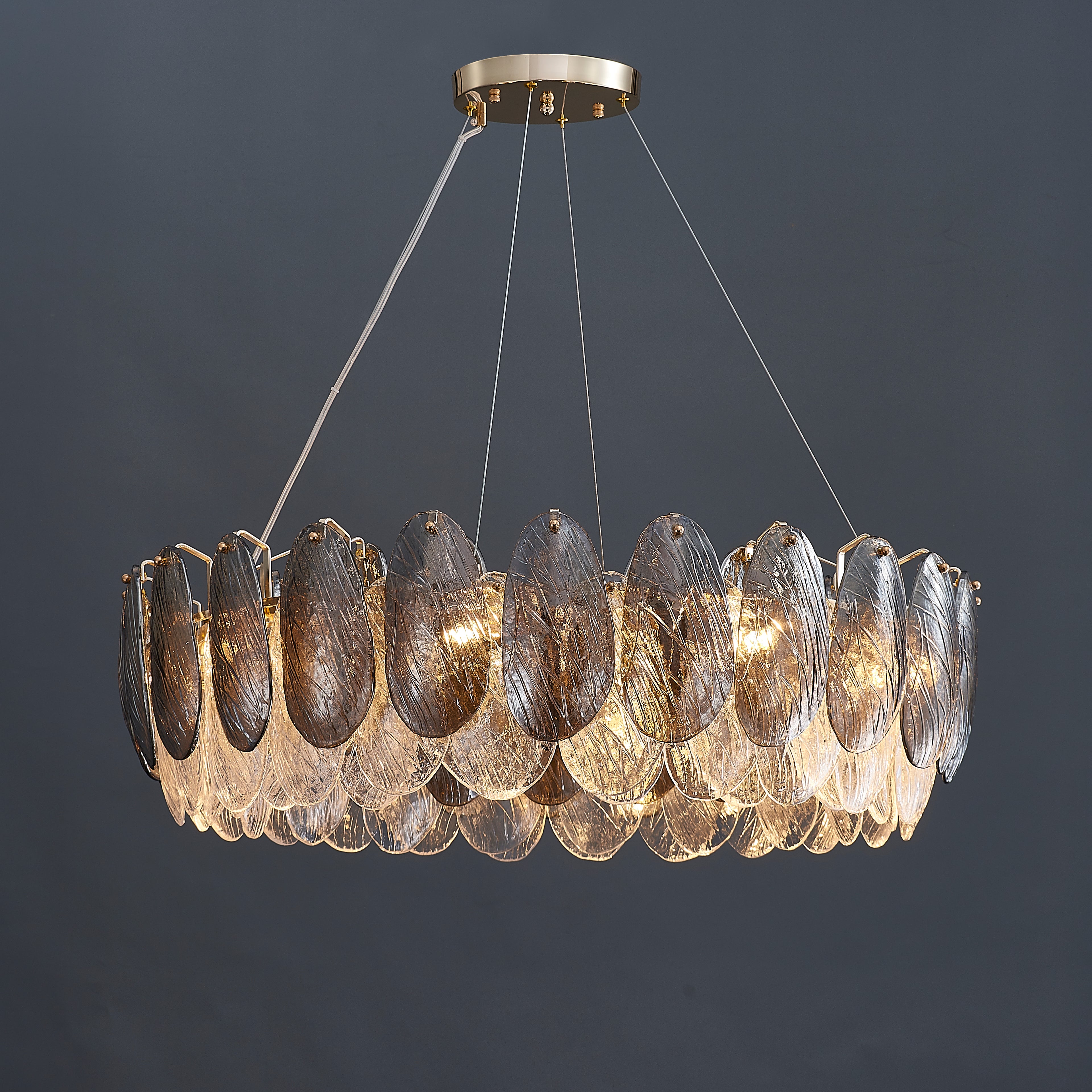 32 Inch Artisanal Feathered Round Chandelier - Zephyra