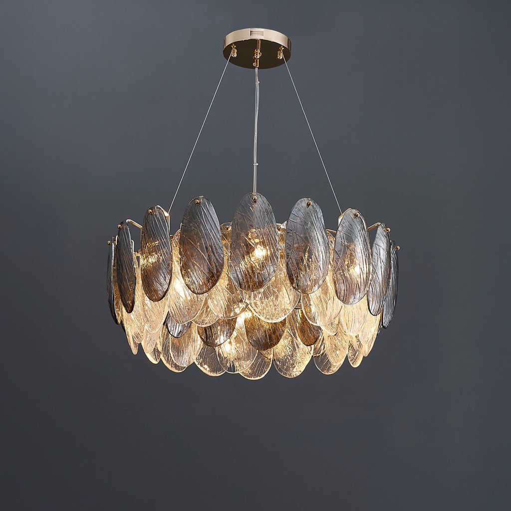 20 Inch Artisanal Feathered Round Chandelier - Zephyra