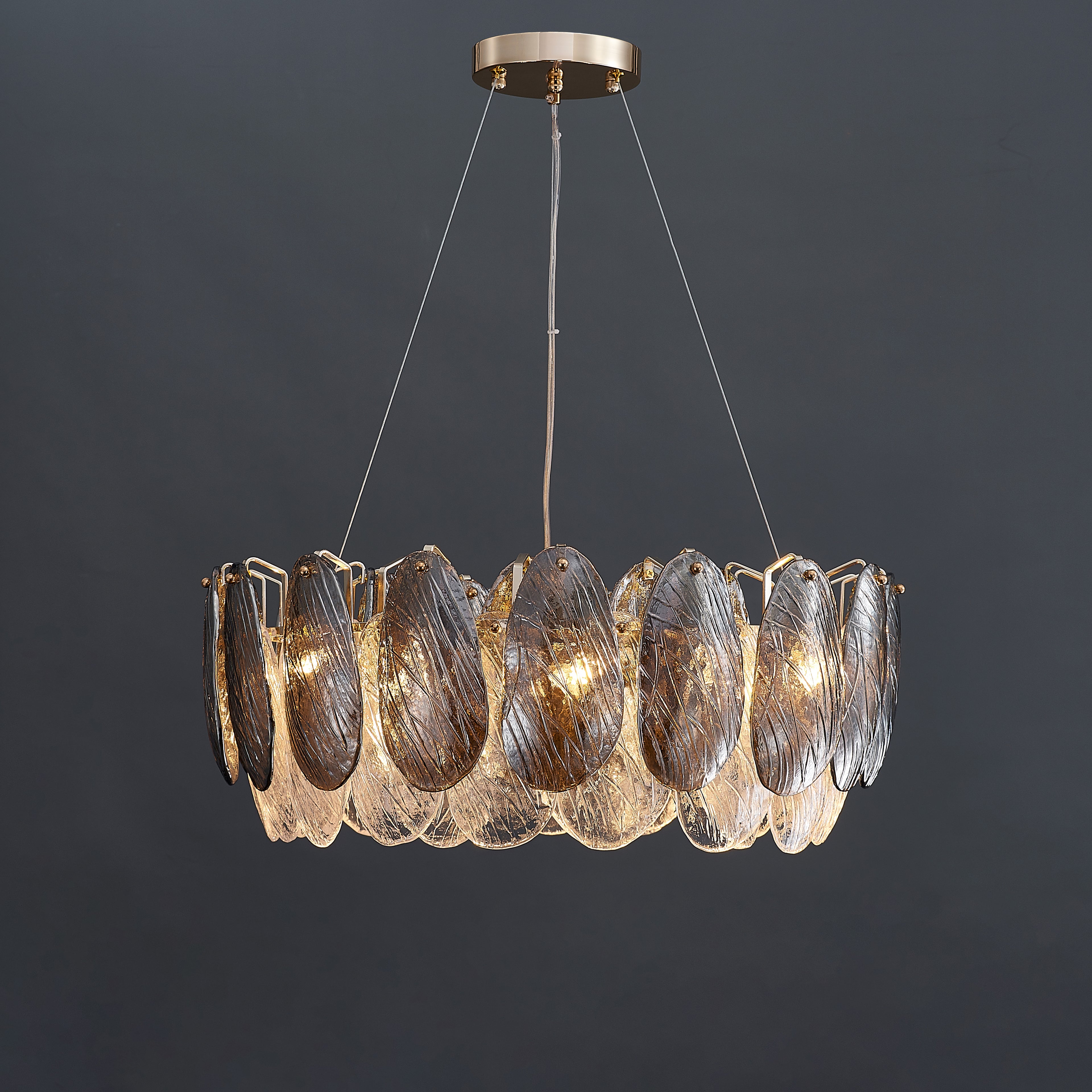 24 Inch Artisanal Feathered Round Chandelier - Zephyra