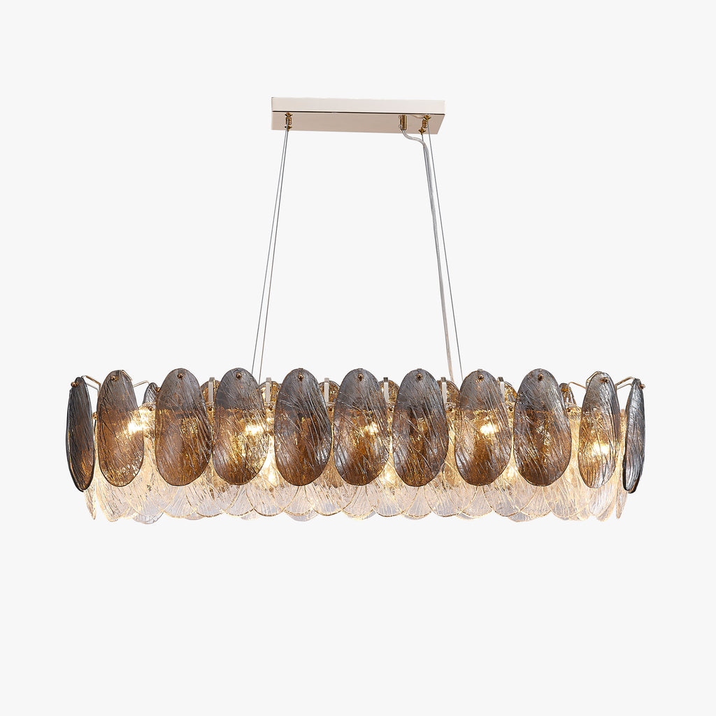 32 Inch Feathered Linear Chandelier - Zephyra