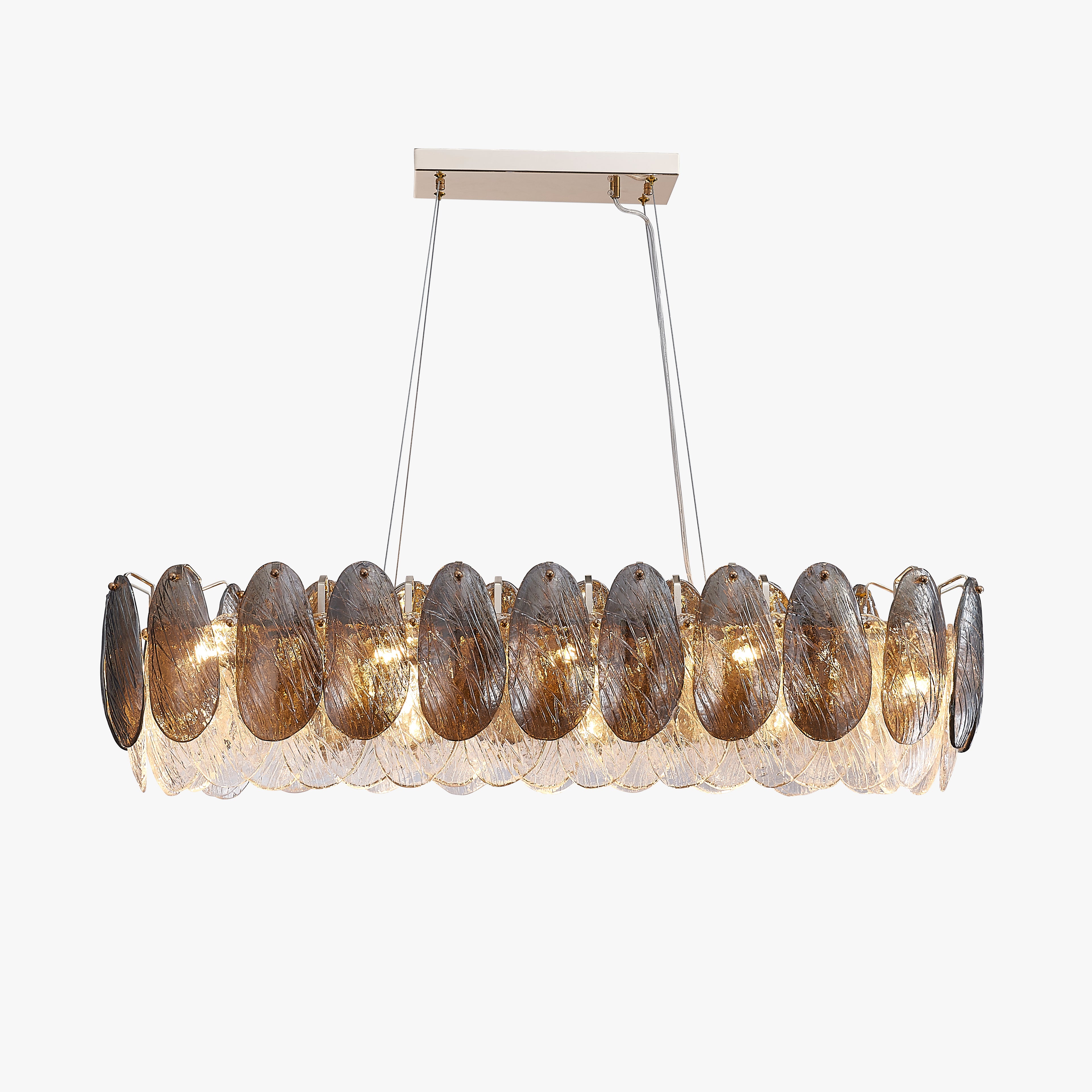 32 Inch Feathered Linear Chandelier - Zephyra