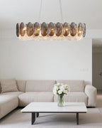 39 Inch Feathered Linear Chandelier - Zephyra