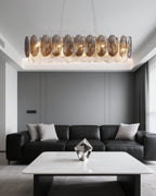 39 Inch Feathered Linear Chandelier - Zephyra