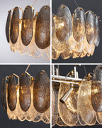 39 Inch Feathered Linear Chandelier - Zephyra