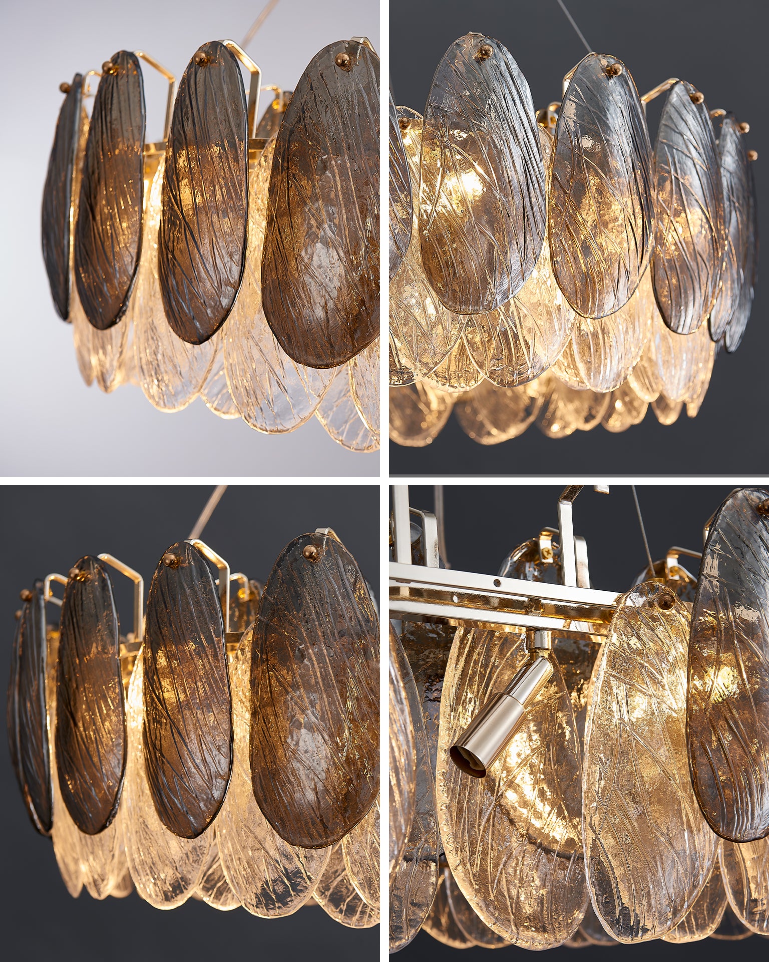 39 Inch Feathered Linear Chandelier - Zephyra