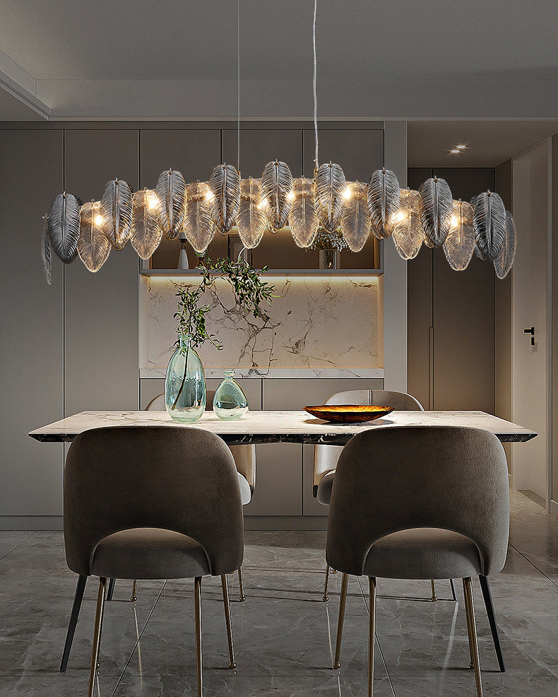 47 inch Feathered Linear Chandelier - Zephyra
