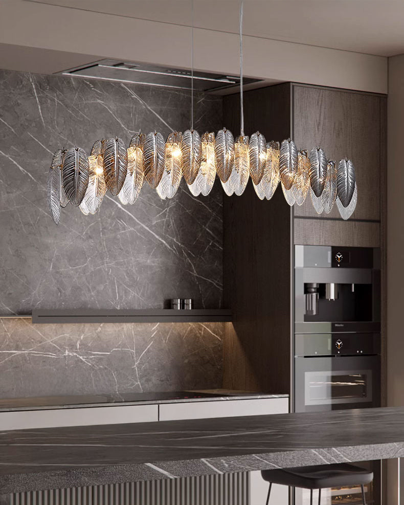 47 inch Feathered Linear Chandelier - Zephyra