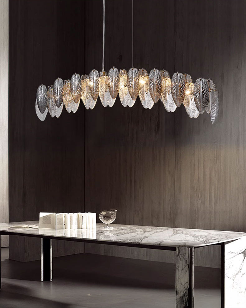 47 inch Feathered Linear Chandelier - Zephyra