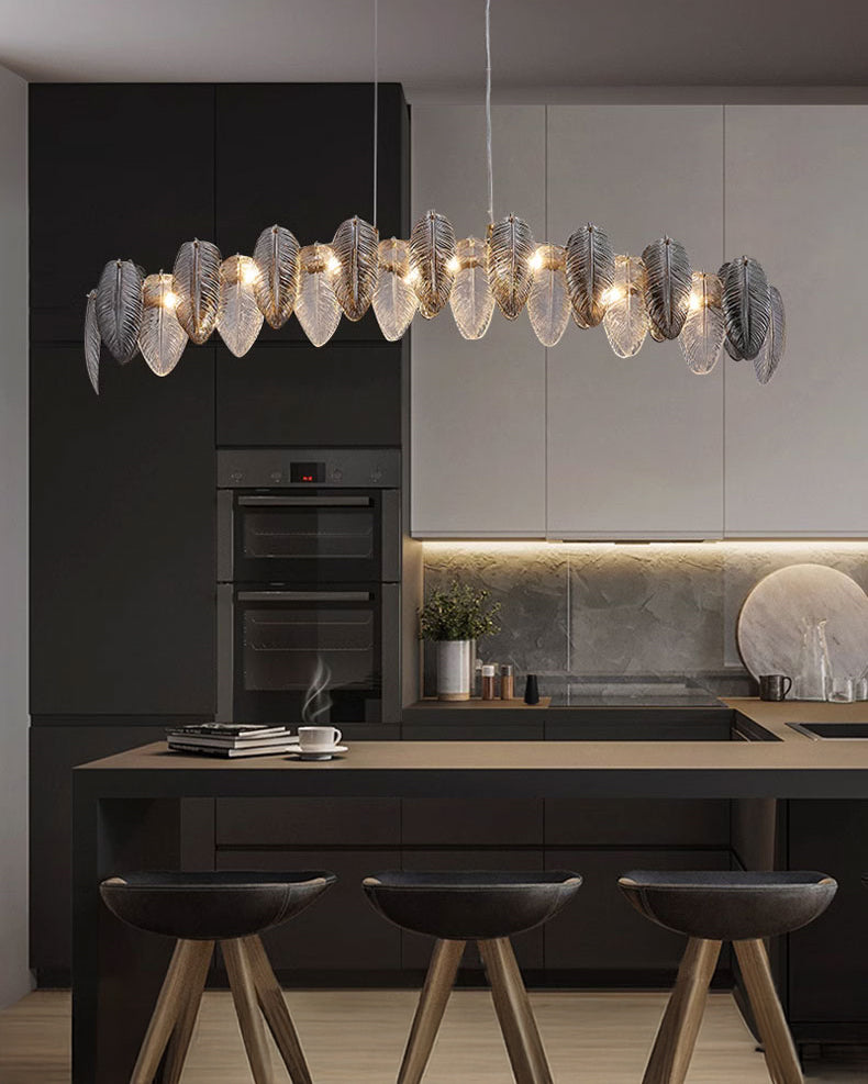 47 inch Feathered Linear Chandelier - Zephyra