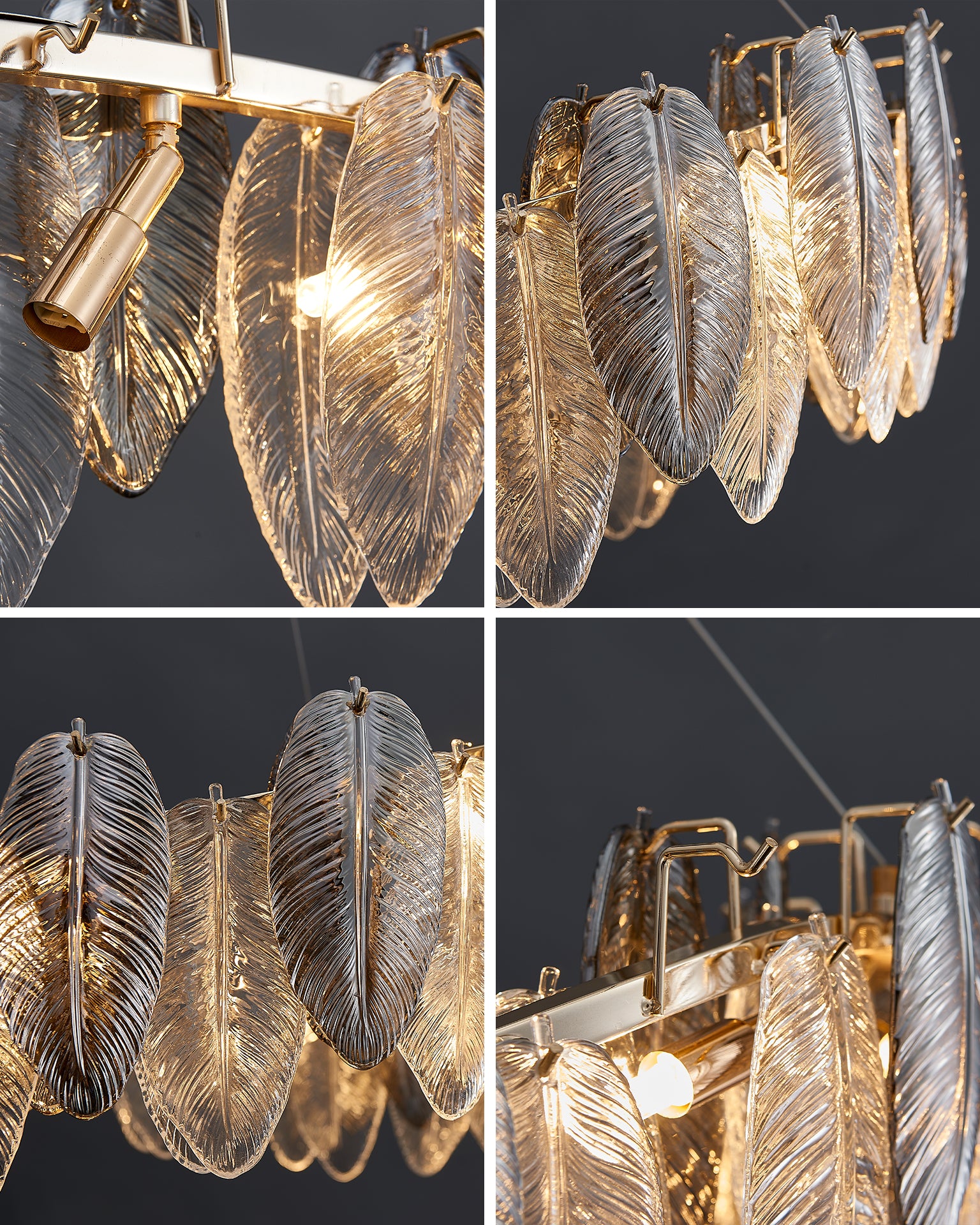 47 inch Feathered Linear Chandelier - Zephyra