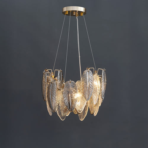 16 Inch Feathered Round Chandelier - Zephyra
