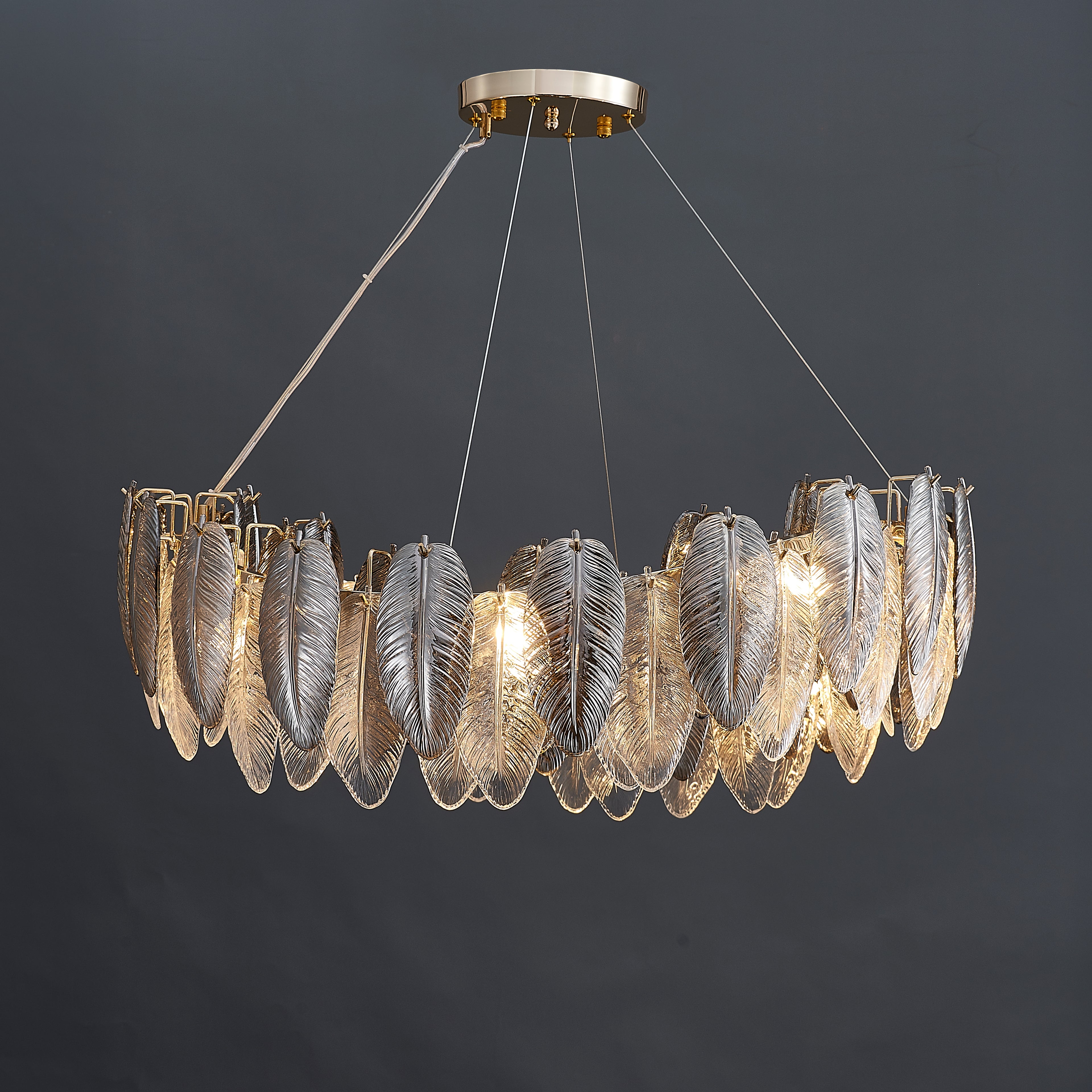 32 Inch Feathered Round Chandelier - Zephyra