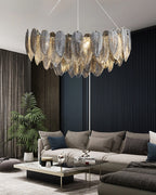 32 Inch Feathered Round Chandelier - Zephyra