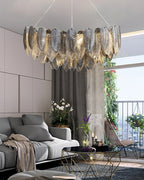 32 Inch Feathered Round Chandelier - Zephyra