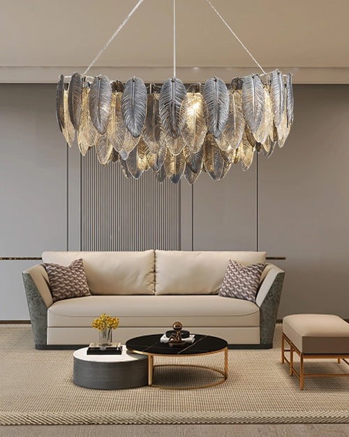 16 Inch Feathered Round Chandelier - Zephyra