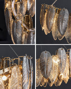 16 Inch Feathered Round Chandelier - Zephyra
