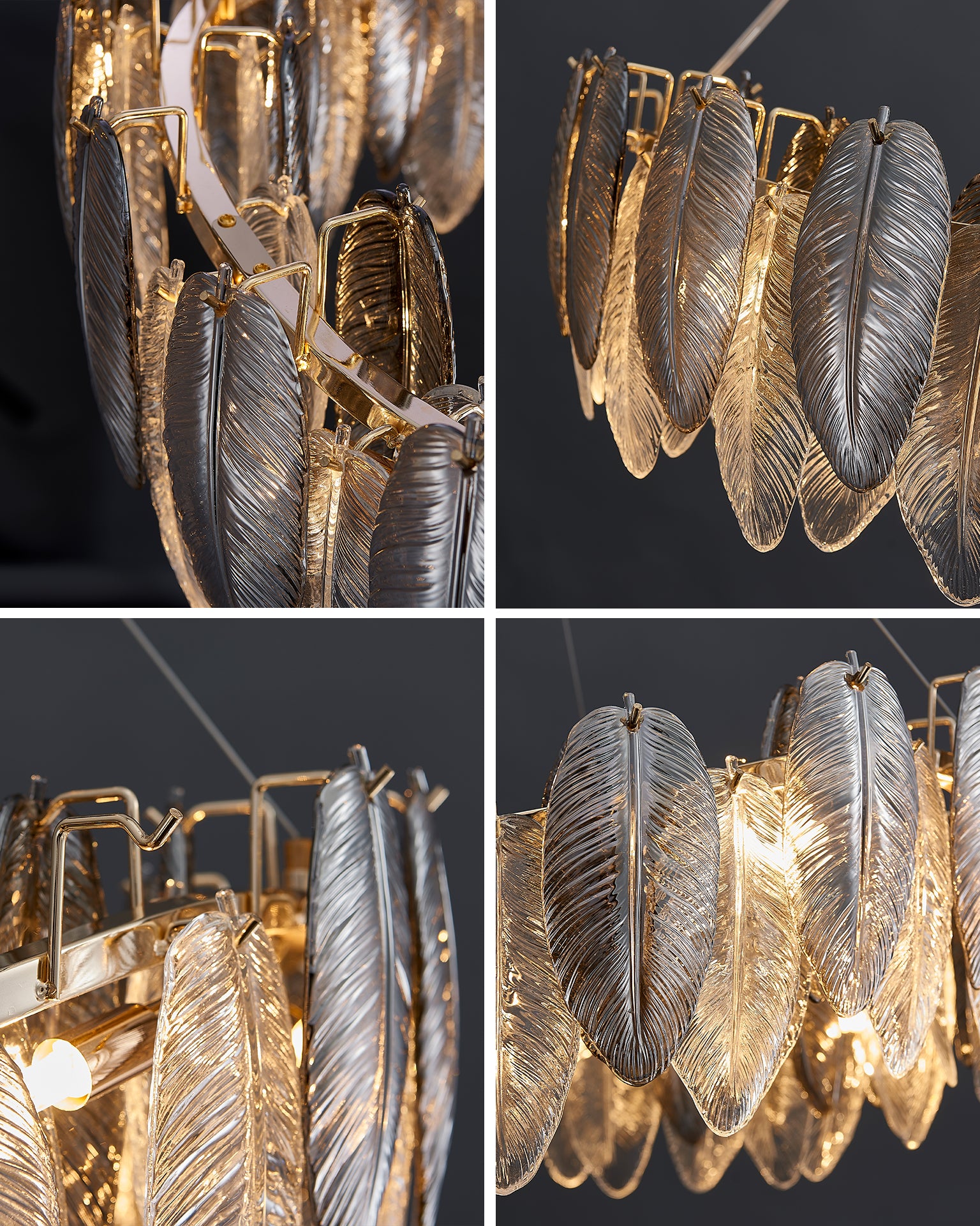 32 Inch Feathered Round Chandelier - Zephyra