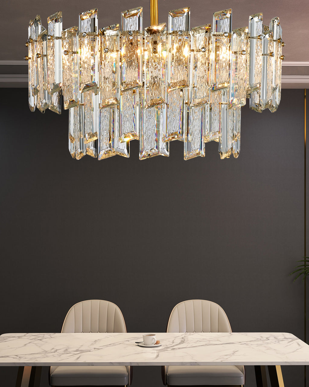 20 Inch Dual-Tier Crystal Chandelier - Glacia