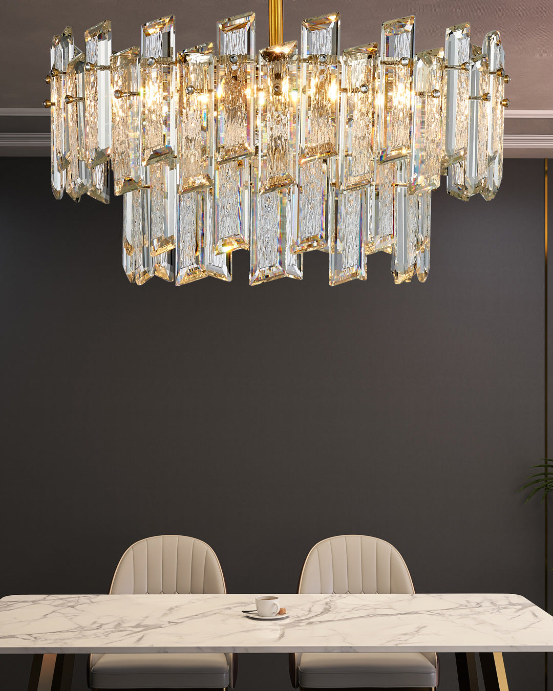 20 Inch Dual-Tier Crystal Chandelier - Glacia