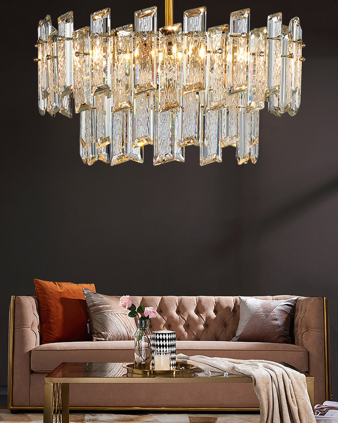 20 Inch Dual-Tier Crystal Chandelier - Glacia