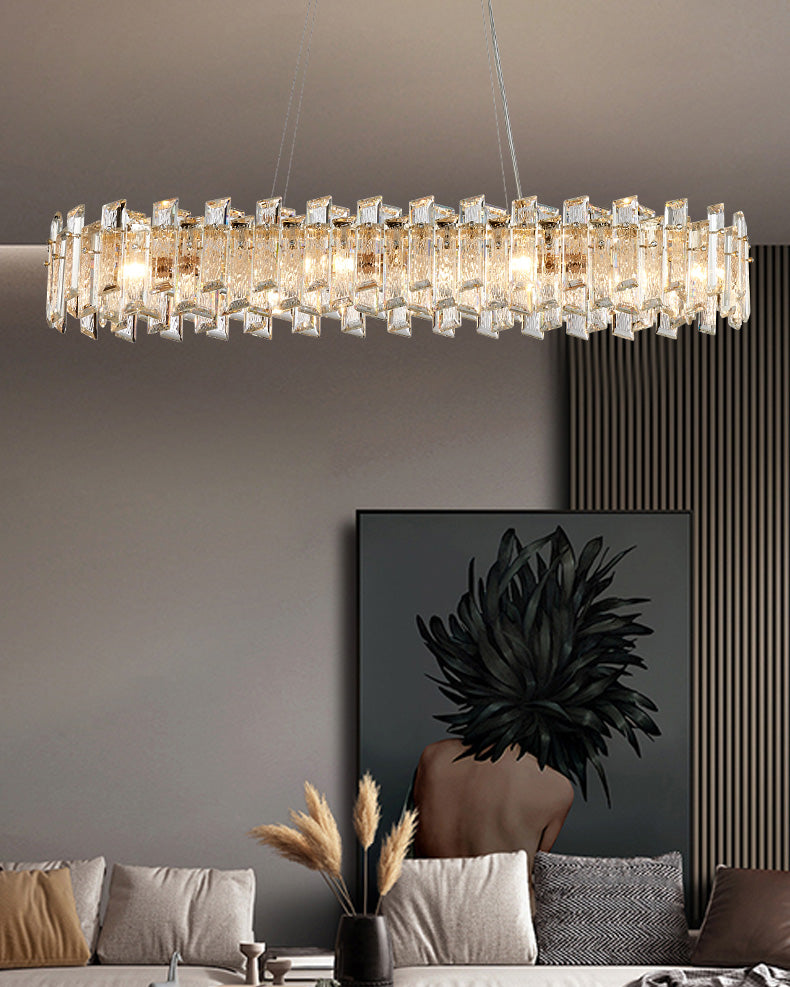 45 Inch Crystal Linear Chandelier – Glacia