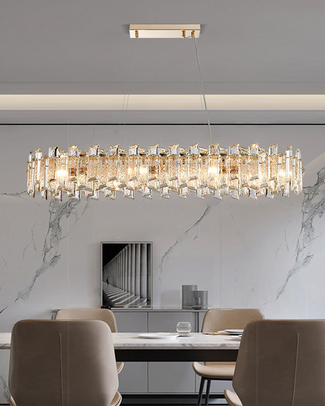 45 Inch Crystal Linear Chandelier – Glacia
