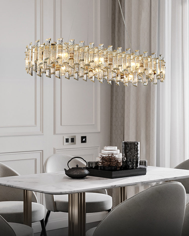 45 Inch Crystal Linear Chandelier – Glacia