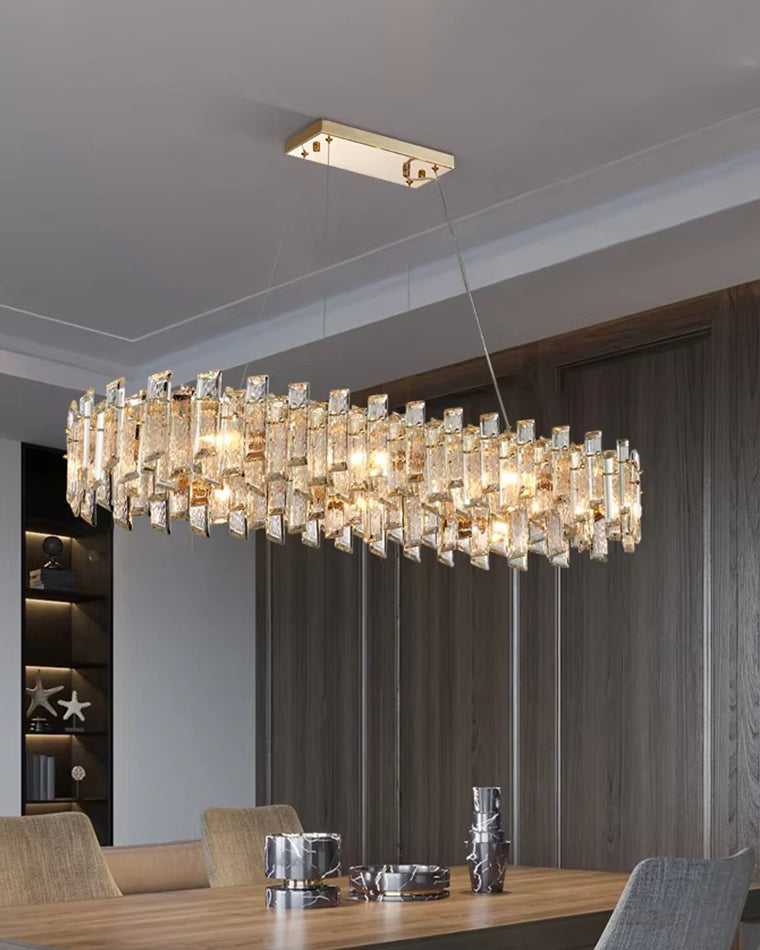 45 Inch Crystal Linear Chandelier – Glacia