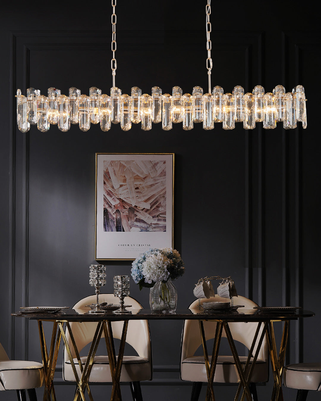 47 Inch Regal Linear Crystal Chandelier - Astra